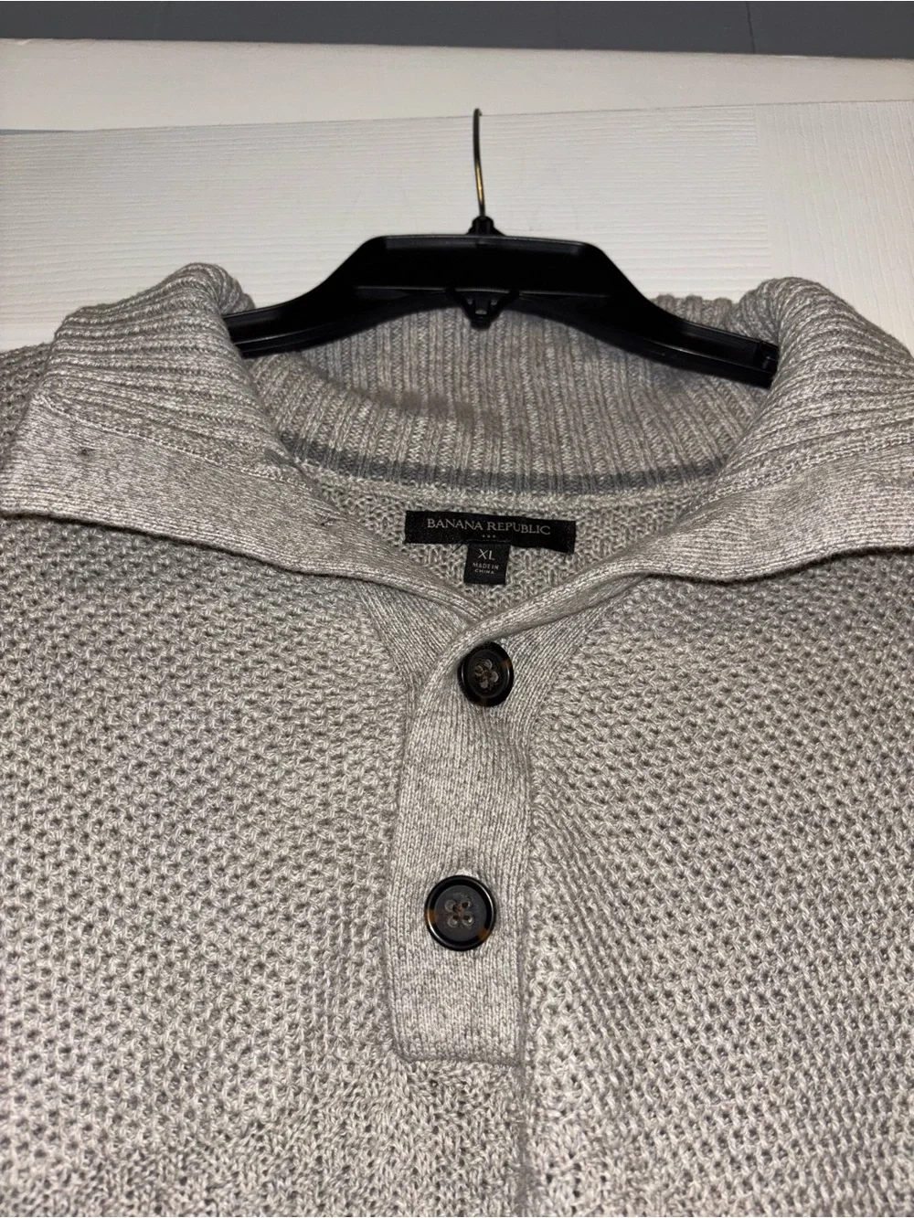 Banana Republic Men’s Light Gray Turtleneck Button Pullover